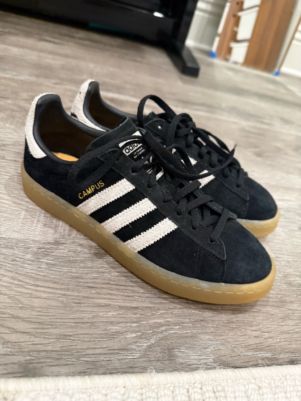 adidas Originals Campus Black White with Gum Sole
